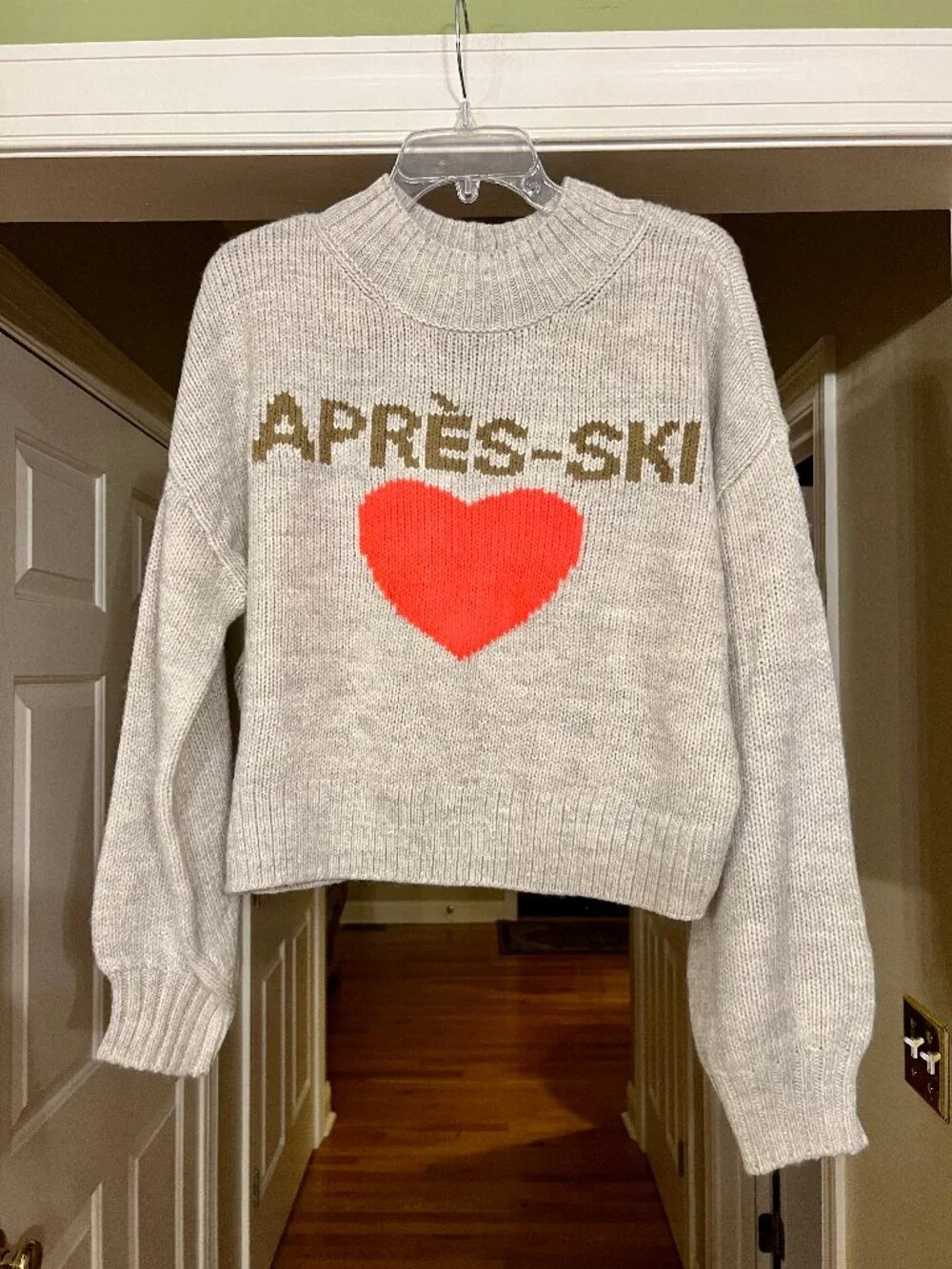 NWT Women's AE American Eagle Après Ski Cozy Winter Heart Sweater Size MEDIUM